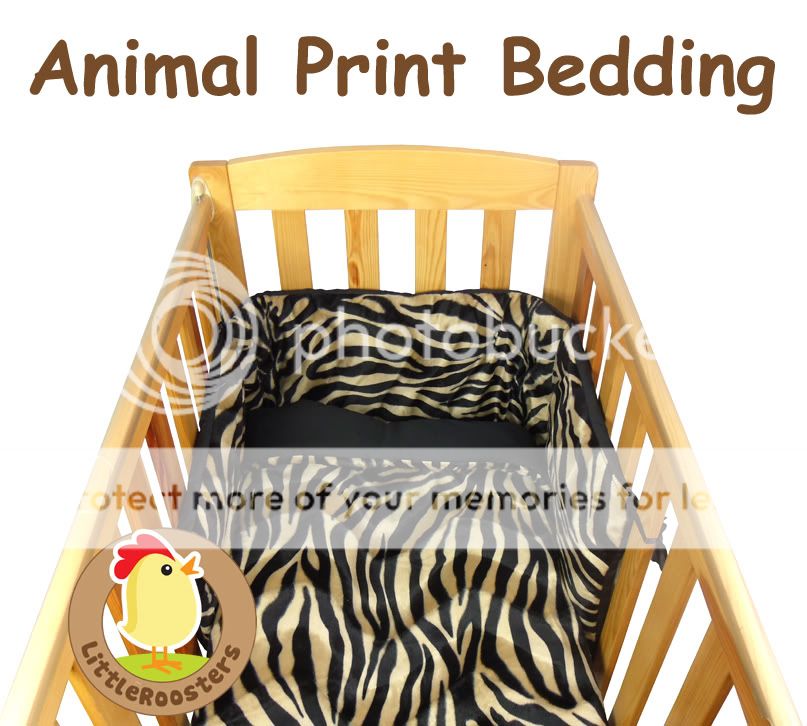 FAUX FUR ANIMAL PRINT BABY COT/ COT BED QUILT AND BUMPER BEDDING SET