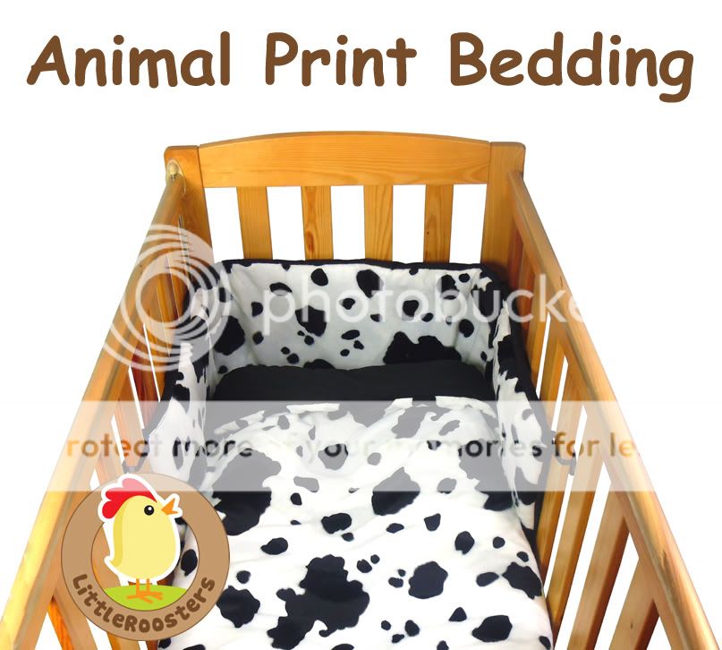 Faux Fur Animal Print Baby Cot Cot Bed Quilt and Bumper Bedding Set