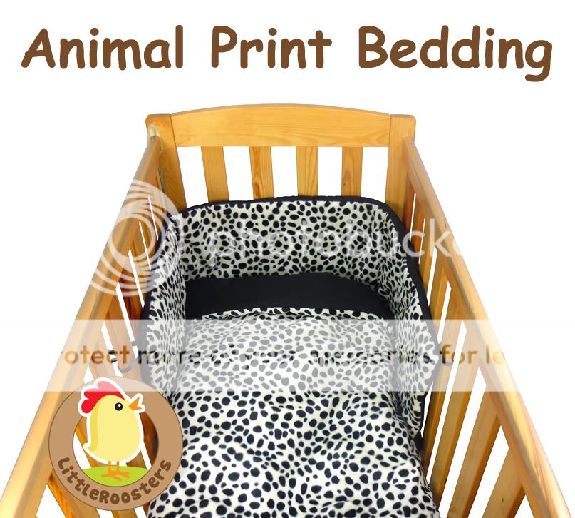 FAUX FUR ANIMAL PRINT BABY COT/ COT BED QUILT AND BUMPER BEDDING SET