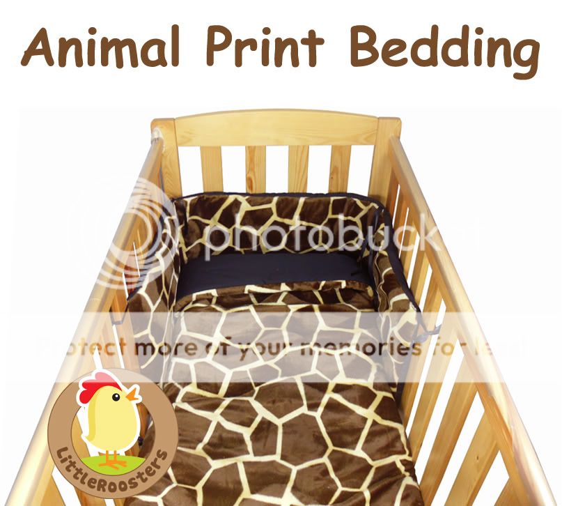 FAUX FUR ANIMAL PRINT BABY COT/ COT BED QUILT AND BUMPER BEDDING SET