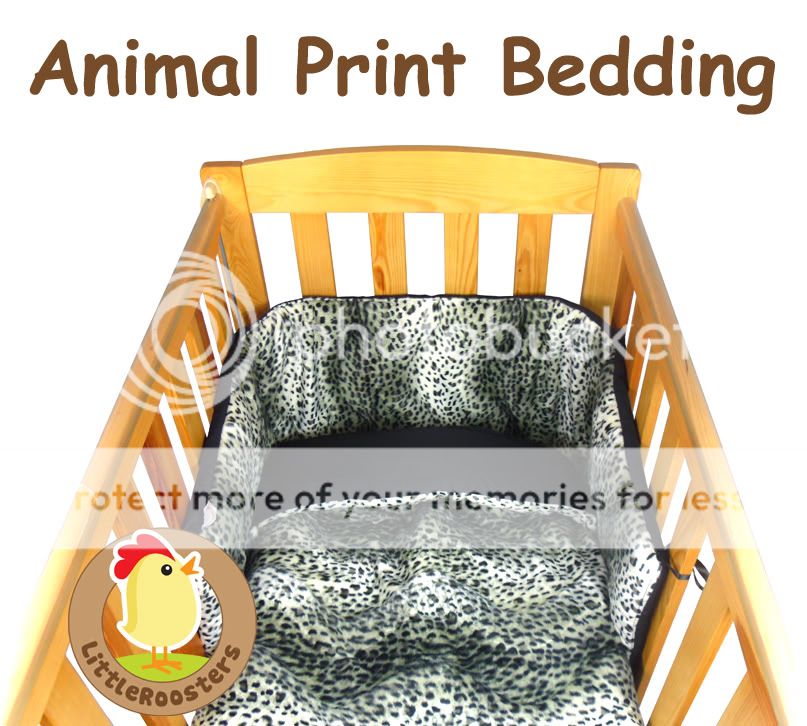 FAUX FUR ANIMAL PRINT BABY COT/ COT BED QUILT AND BUMPER BEDDING SET